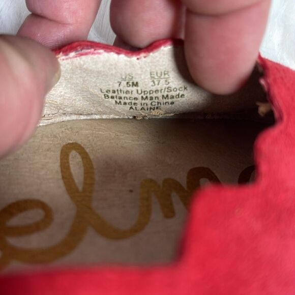 Sam Edelman Alaine Red Suede Scallopped Flats Sz 7.5 - Picture 6 of 10